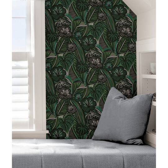 NuWallpaper Greens Lotusland Peel & Stick Wallpaper